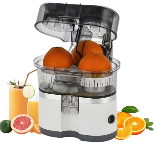 Orange Juicer Electric, 400 ML Double Machine à jus d'orange, Fonctionnement à Une Touche, rendement en jus> 90%, pressage de Citron pour Orange, Limes, Pamplemousse White