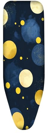 Copriasse da Stiro Universale 120x40 Blue Yellow Resistente al Calore - Cordoncino di Fissaggio e Stretch-System - per Tutte Le Assi da Stiro, Facile da Cambiare