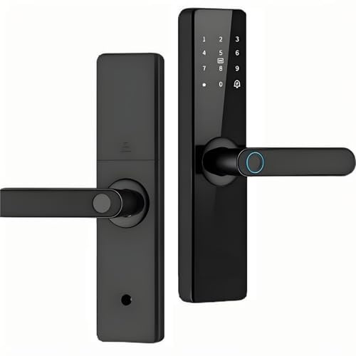 Cerradura Inteligente F17 – Tuya Wi-Fi Huella Digital y Teclado, 5 Formas de Apertura (Huella Contraseña Tarjeta Llave App), Alimentación USB de Emergencia, Maneta Reversible, Puertas 40–70mm