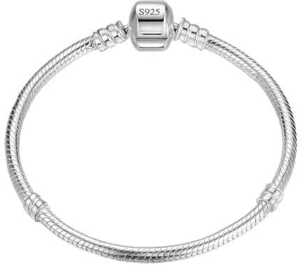 Pulsera compatible Pandora mujer plata 925 – cadena serpiente para charms, cierre seguro, joyería fina (17 cm)