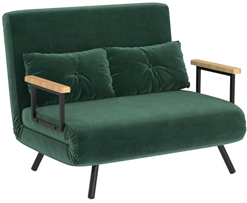 HOMCOM Schlafsofa 4 in 1 mit Schlaffunktion Samtoptik 183x98,5cm Grün