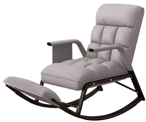 Upgrade Grauer Liegestuhl – Lazy Sofa Sessel mit Fußstütze, Schaukelstuhl für ältere Menschen, Einzelakzent-Sofa für Wohnzimmer & Balkon – bequeme Freizeit-Sitzgelegenheit
