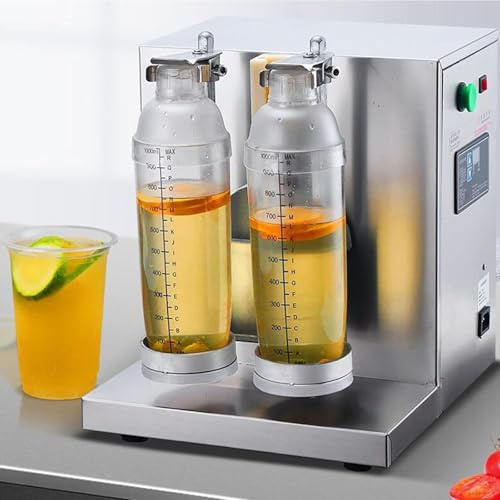 Máquina eléctrica de agitador de té con leche, coctelera de doble marco de acero inoxidable para té de burbujas, jugo, café y cócteles, 400 r/min con tazas dobles