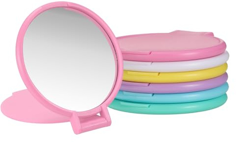 QUARKZMAN 6 Stück Runde Kompaktspiegel Mini Farbmischung Set 4 | Taschenklappspiegel Kleine Tragbare Makeup Spiegel, Für Handtasche Frauen Mädchen Reisen Täglicher Gebrauch Party Geschenke
