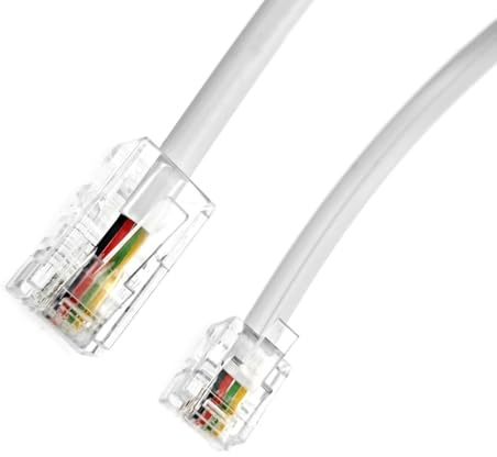 JZK 3M RJ11-auf-RJ45-Telefonkabel, RJ11-Stecker auf RJ45-Stecker, Flachkabel, Ethernet-Patchkabel, 6P4C-auf-8P8C-Netzwerkkabel für Modem, Faxgerät und Festnetztelefon – Weiß
