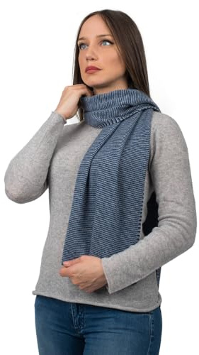 Dalle Piane Cashmere Damen Schal Nadelstreifen 100% Kaschmir | Halstuch für Büro, Abend und Reisen, 168x30 cm, vier Jahreszeiten, Geschenk für Sie, Made in Italy