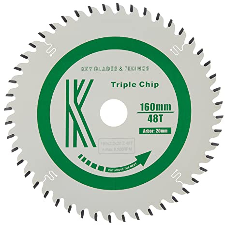 2206 - Key Blades and Fixings 160mm X 20mm X 2.2mm 48T Triple Chip for Solid Surface (Zenith,Trespa Etc.) Teflon Coated Professional Quality Saw Blade Best for Quality and Price