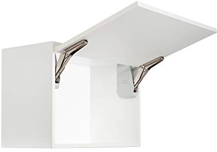 Gedotec Klappenhalter Küchen-Schrank Kesseböhmer Klappenbeschlag Möbel-Klappen Free Flap Mini | Modell B 1,4-7,9 kg | Möbelbeschläge | 1 Garnitur - Original Klappenscharnier Komplett-Set weiß