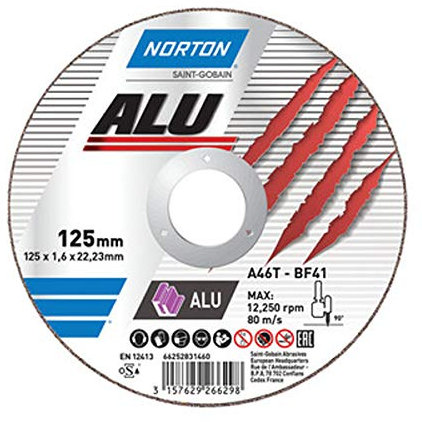 Norton Lot de 10 disques à ébarber coudés en aluminium 125 x 7,0 x 22,23 A 36 Q