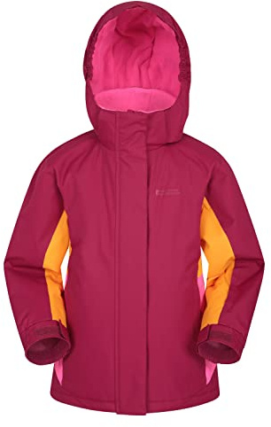 Mountain Warehouse Veste de Ski Honey Enfants - Résistante à la Neige, Poignets réglables, Doublure Polaire, Jupe Pare-Neige intégrée -Parfaite pour Tenir Chaud en Hiver Rouge Cerise 7-8 Ans