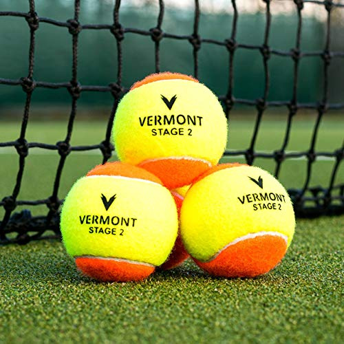 Vermont Tennisbälle Training | ITF Tennis Bälle für Kinder & Erwachsene | Mini Rot, Orange, Grün | Drucklose Trainingsbälle für alle Plätze | Tennis Zubehör für Trainer & Garten