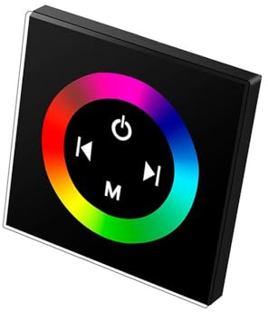 Taikuwu LED Touch Controller RGB - Glas Touchpanel, 12-24V 288W max, 4-Kanal Dimmer für RGB LED Streifen, Wandbedienung (86x86mm)