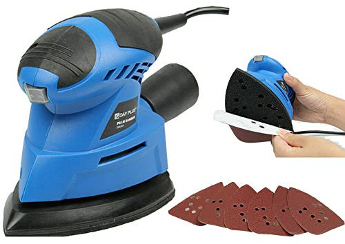 Electric Detail Mouse Sander, 130W 12000RPM Corded Sanders for Wood with Dust Collector, 6PCS Sandpapers(#80g/#120g/#240g), Handheld Compact Palm Sander for Tight Space Sanding, Furniture Finishing