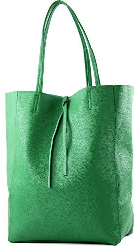 modamoda de T163 Damen Leder Shopper Schultertasche, handmade in Italy