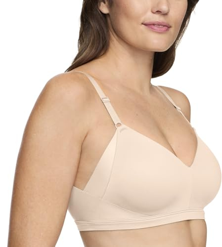 Warner's womens No Side Effects Underarm and Back-smoothing Comfort Wireless Lift T-shirt Rn2231a T Shirt Bra, Butterscotch, Medium US