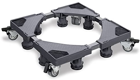 Froadp Base per lavatrice a 8 piedi, con 4 ruote, base impilabile, portata 300 kg, grigio, piedistalli e telaio per lavatrici, frigoriferi e asciugatrici (larghezza regolabile 45-75 cm)