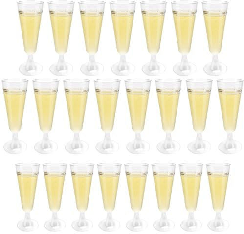YAKLEE 25 Flute da Champagne in Plastica Trasparenti Eleganti Bicchieri da Champagne 150ML Riutilizzabile Riciclabile Bicchieri da Champagne per Feste/Matrimoni/Natale