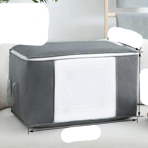 Borsa portaoggetti pieghevole per trapunta, coperta per trapunta, scatola per smistamento con manico, grande capacità, antipolvere, per abbigliamento, armadio, maglione, 70x50x30 cm grigio