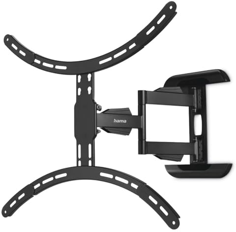 Hama TV Wandhalterung schwenkbar, neigbar, ausziehbar (TV Wandhalterung 37-75 Zoll, VESA 200x200 bis VESA 600x500, bis 45kg, mit Fischer-Dübeln) schwarz