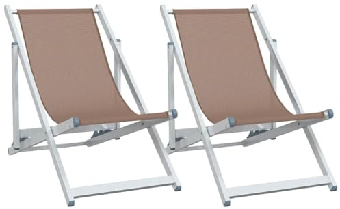 vidaXL Klappstühle, 2 Stück, braunes Aluminium und Textilene