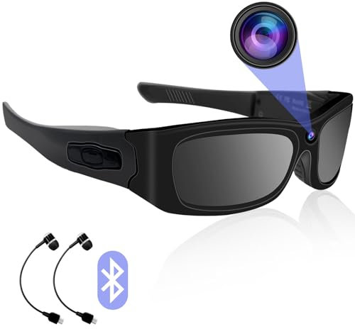 Nisanmoon Gafas de Sol Cámara Oculta, Gafas de Espía Cámara Oculta HD 1080P Minicámara Oculta con Función Bluetooth para Reproducir Música y Manos Libres Llamada, el Apoyo Tomar Video y Foto