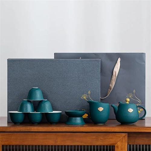 Service à Thé Pour Adultes Tasse Thé En Céramique Expresso Arabe Tasse Café Kung Fu Chinois Ensembles Tasses Thé Clair Bol Thé Japonais Boîte Service 6 Pièce/ensemble Théière Service Thé (Color : C)