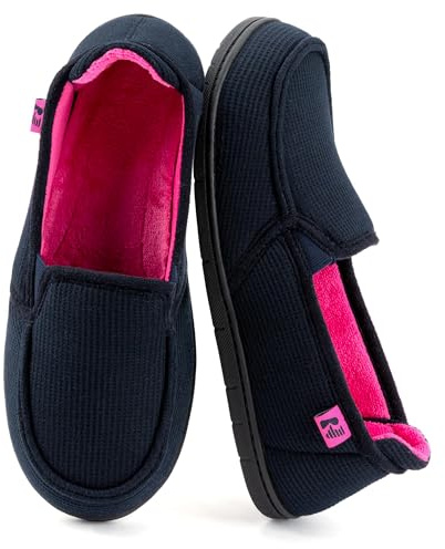 RockDove Women's Two-Tone Hoodback Slipper with Removable Insole | Lightweight, Removable Insole, Breathable Waffle-Knit upper, Durable Indoor/Outdoor Sole, Machine Washable, Gift-Ready