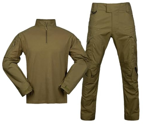 Camo1 Tactical Gear Multicam Combat Shirt Soft Pants Set Camping und Wandern Sportanzüge, Coyote, L