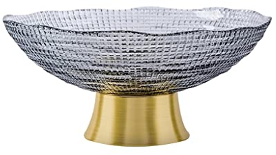 NEBE Insalatiera Ciotola di Vetro Insalatiera Insalatiera Interna di Vetro Posate for Alimenti Stoviglie Ciotola di Vetro Alta Sashimi Ciotola di Verdure Plateround Ciotola per Frutta e Verdura(S)