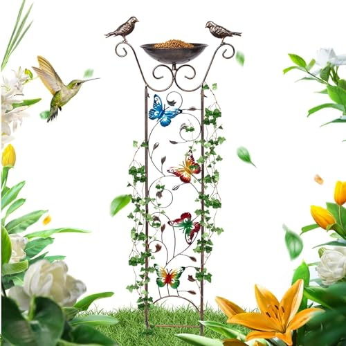 Vogeltränke für draußen, Vogeltränke und Futterspender aus Metall - Vogelbad für den Garten aus Metall - Multifunktionale Vintage dekorative Vogeltränke Vogelfutterschale