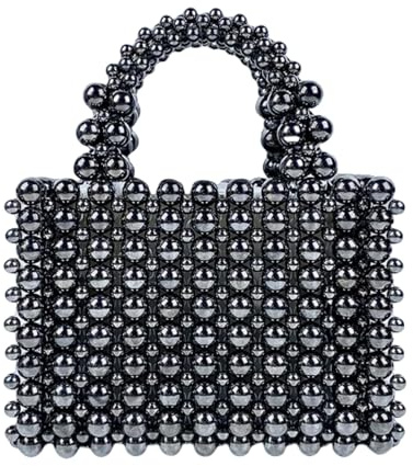 JOPOYOCO Perle Tasche, Acryl Perlen handgefertigte Damen Tasche, Perle Handtasche Handheld kleinen Platz Handtasche für Frauen Partei