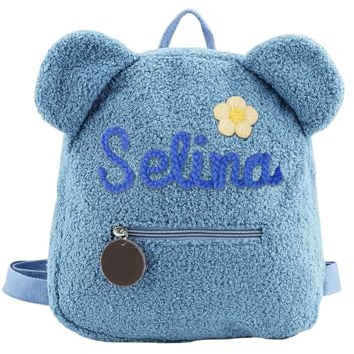 Drawelry Rucksack mit Namen Personalisierte Bär Rücksack, Rucksack Damen Klein, Schultertasche mit Namen, Kinderrucksäcke, Schulanfang Geschenke (Stil C)
