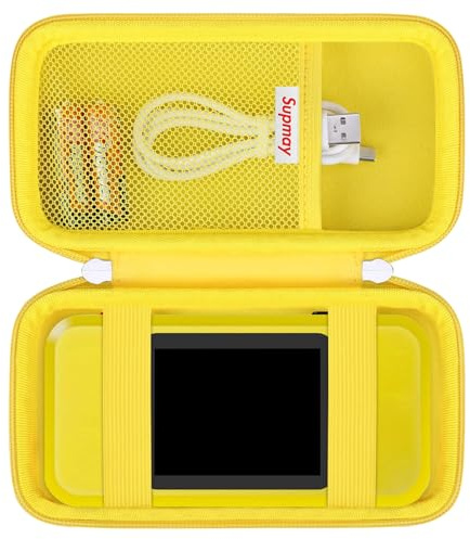 Supmay Hard Travel Case for My Arcade Pac Man Pocket Player Handheld Game Console, Portable Video Game System Handheld Game Protection Case with Mesh Pocket for Batteries and USB-C Cable, Yellow