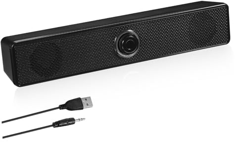 Hoement Kompakte Soundbar Klein für PC und Monitor Heimkino Soundbar aus Kunststoff Schwarz Leicht zu Bedienen für Kleine Räume