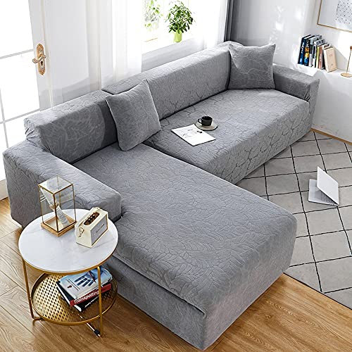 Elastic L Shape Sofa Covers for Living Room Stretch Corner Sofa Slipcovers Sectional Couch Cover for 1/2/3/4 Seats Left/Right 2 Piece Washable Furniture Protector.
