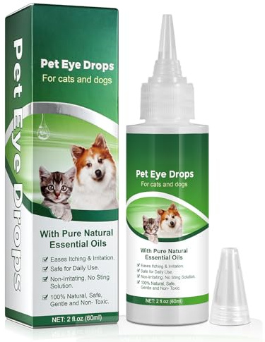 OSNCG Pet Eye Drops for Dogs & Cats 60ml – Dog Eye Drops for Dry, Itchy, Irritated & Gunky Eyes – Pet Eye Cleaning Solution, Eye Wash for Dogs & Cats, Tear Stain Remover, Gentle Daily Eye Care