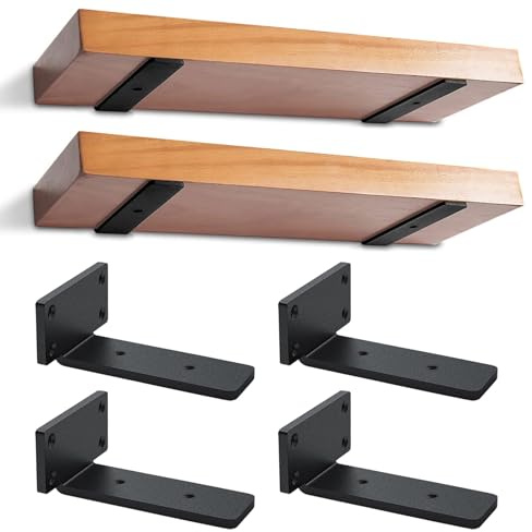 4 Stücke Regalhalterung Regalträger 15cm, Schwerlast Schwimmende Regalhalterungen, Industrielle Regal Wandhalterung, für die Wandmontage, Tragkraft 70 KG (Schwarz )