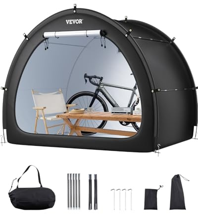 VEVOR Abri à Vélo pour 4-5 Vélos Tente de Rangement Spacieuse Étanche en Forme d'Éventail, avec Fenêtre Ventilée, Poteaux en Fibre de Verre, Double Fermeture Éclair, Tissu Oxford, pour Extérieur