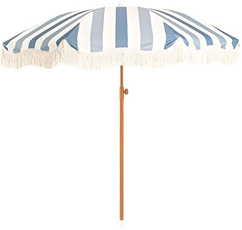 Générique Parasol de Plage À Franges, Parasol de Terrasse Inclinable pour Extérieur avec Protection UPF 50+, 8 Baleines avec Sac de Transport