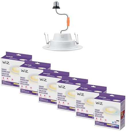 WiZ Connected Smart Wi-Fi LED Downlight & Recessed Spot Color & Tunable White Metal/Plastic/White Wi-Fi - Pack of 6