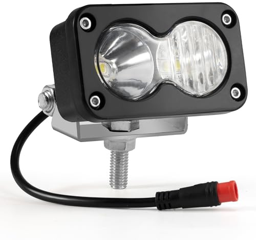 Headlight for Vamoose Mammoth Rad Power Bikes RadMini RadRover RadExpand RadRunner E-bike, 6000K 20W Waterproof E-bike Light（2 Pin）