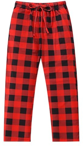 Pilipulu Pantalón Pijama Largo Unisex a Cuadros Cintura Elástica con Dos Bolsillos Pantalón de pijama navideño Niño Niña 11-12 Años