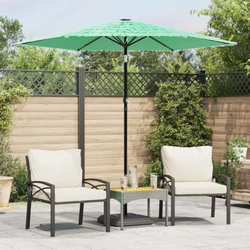 Parasol de Jardin Extérieur, 223x223x213 cm, Mât en Acier Vert, Toit 8 Couches Chaume, Parasol Balcon et Terrasse, Mécanisme à Manivelle, Protection UV, Parasol Plage Anti-Vent, Polyester Résistant