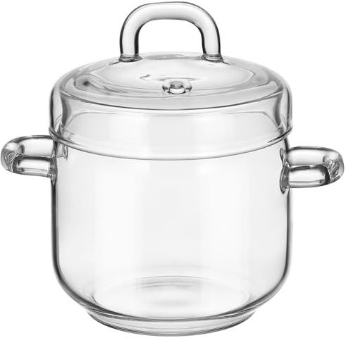 IMIKEYA Cazuela de Vidrio Templado con Tapa Olla Transparente Resistente al Calor para Cocina Doméstica y Restauración Recipiente Multifuncional para Sopas y Estofados