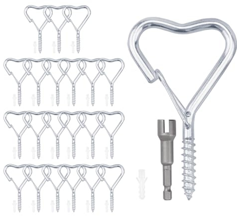 Viweolm Screw in Hooks, Heart Plant Hooks Outdoor String Lights, 22 Pack