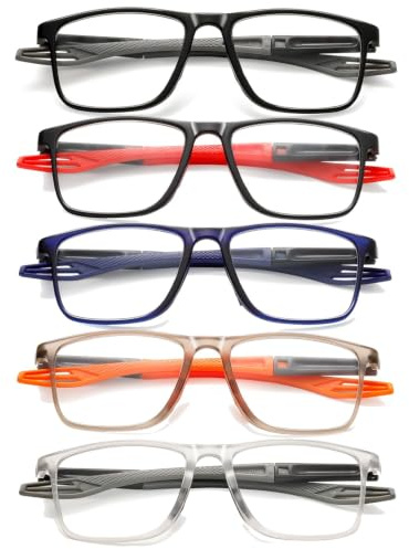 Hubeye 5 Paar Lesebrille Herren Damen Sportliches Ultraleicht Anti-blaue Gläser Bequeme Flexible Computerbrille Hochwertig Komfortabel Lesehilfe 1.75