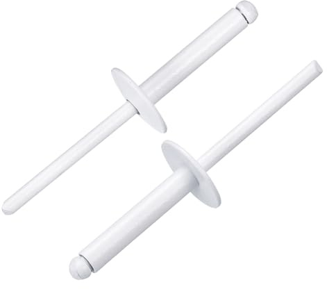 QUARKZMAN 50 Pièces Rivets Aveugles En Aluminium 4.8 x 25 mm, Poignée En Aluminium Et Mandrin En Acier, Rivets À Large Collerette pour Réparation Automobile, Meuble, Bricolage, Blanc