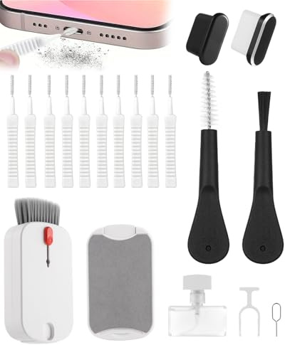 ALONK 19 in 1 Handy Reinigungsset, Lautsprecher Reinigungsbürsten Telefonhörer Reinigungsbürste Verstopfungsfreier Mini Bürstenreiniger für Laptop, Handys, Tastatur, Ohrhörer, Kamera