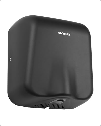 anydry IronStorm Electric Hand Dryers for Bathrooms Commercial HEPA Filter High-Speed Matte Black Stainless Steel Cover AC 100–130 V~