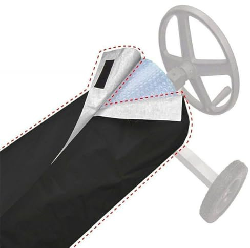 Lawnoval Outdoor Swimming Pool Reel Cover 5.5 m 6.1 m 7.3 m Oxford Cloth Season Protective Cover Pool Wheels for Black 7.3 m